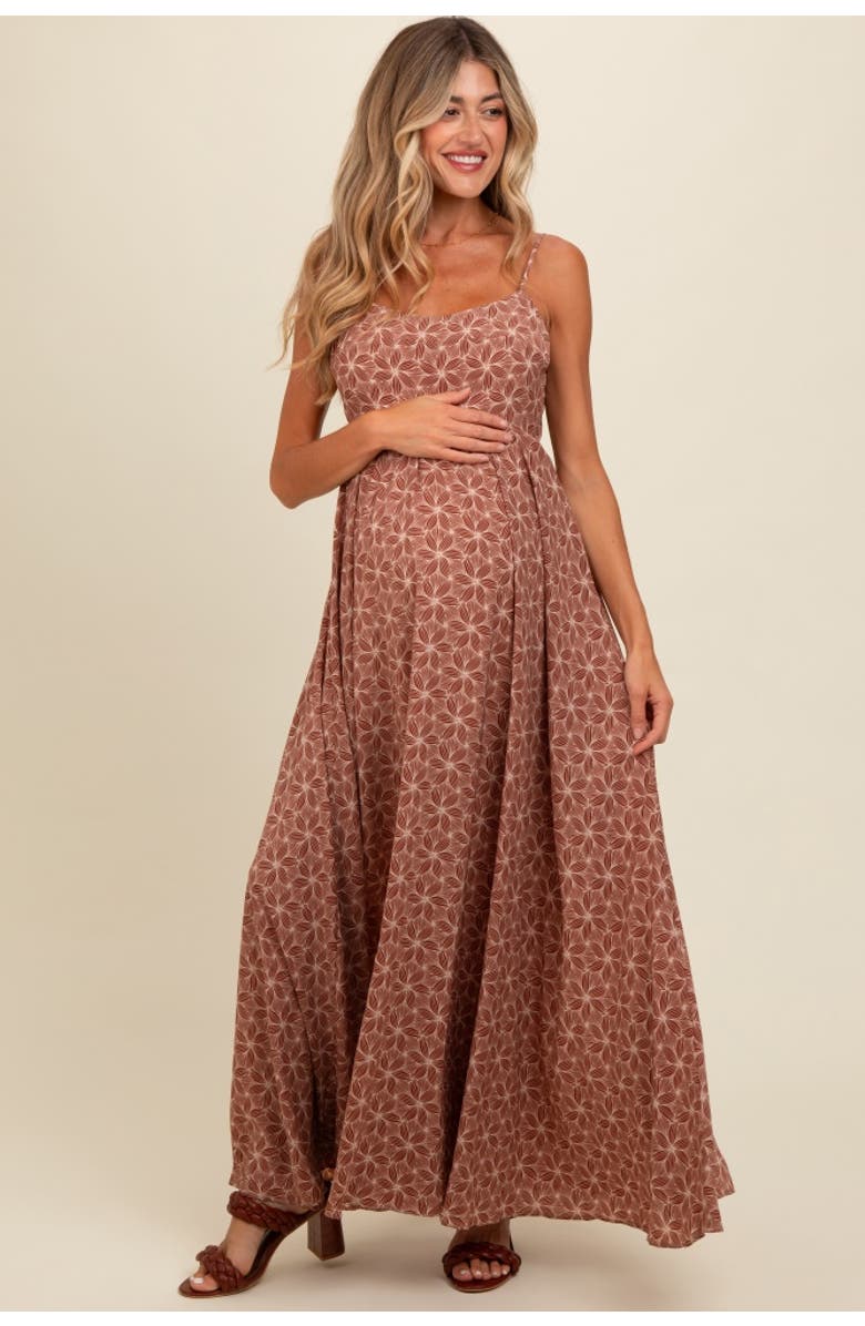 PinkBlush Floral Cutout Tie Back Maxi Dress, Alternate, color, Rust