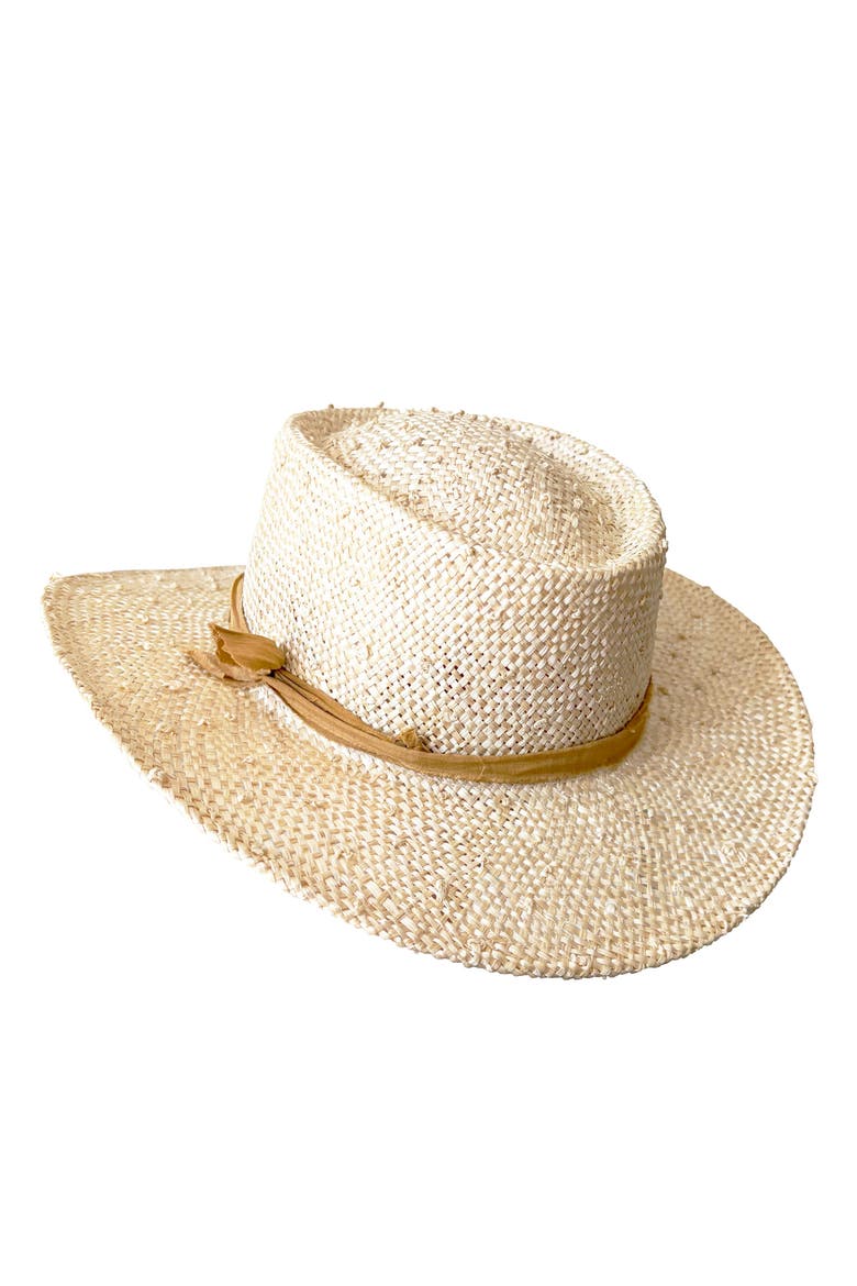 Silo Knotted Sisal Straw Gaucho Hat, Main, color, Natural With Tan Trim