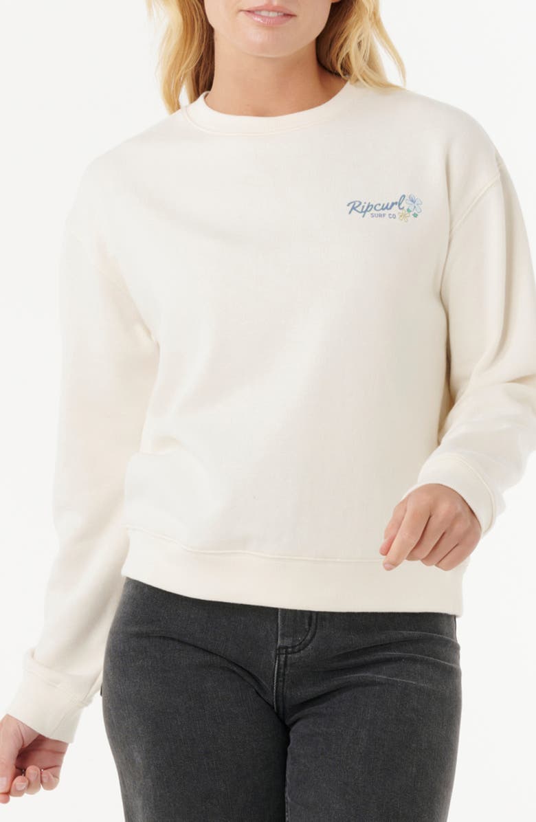 Rip Curl Pacific Cotton Blend Graphic Sweatshirt, Main, color, Bone