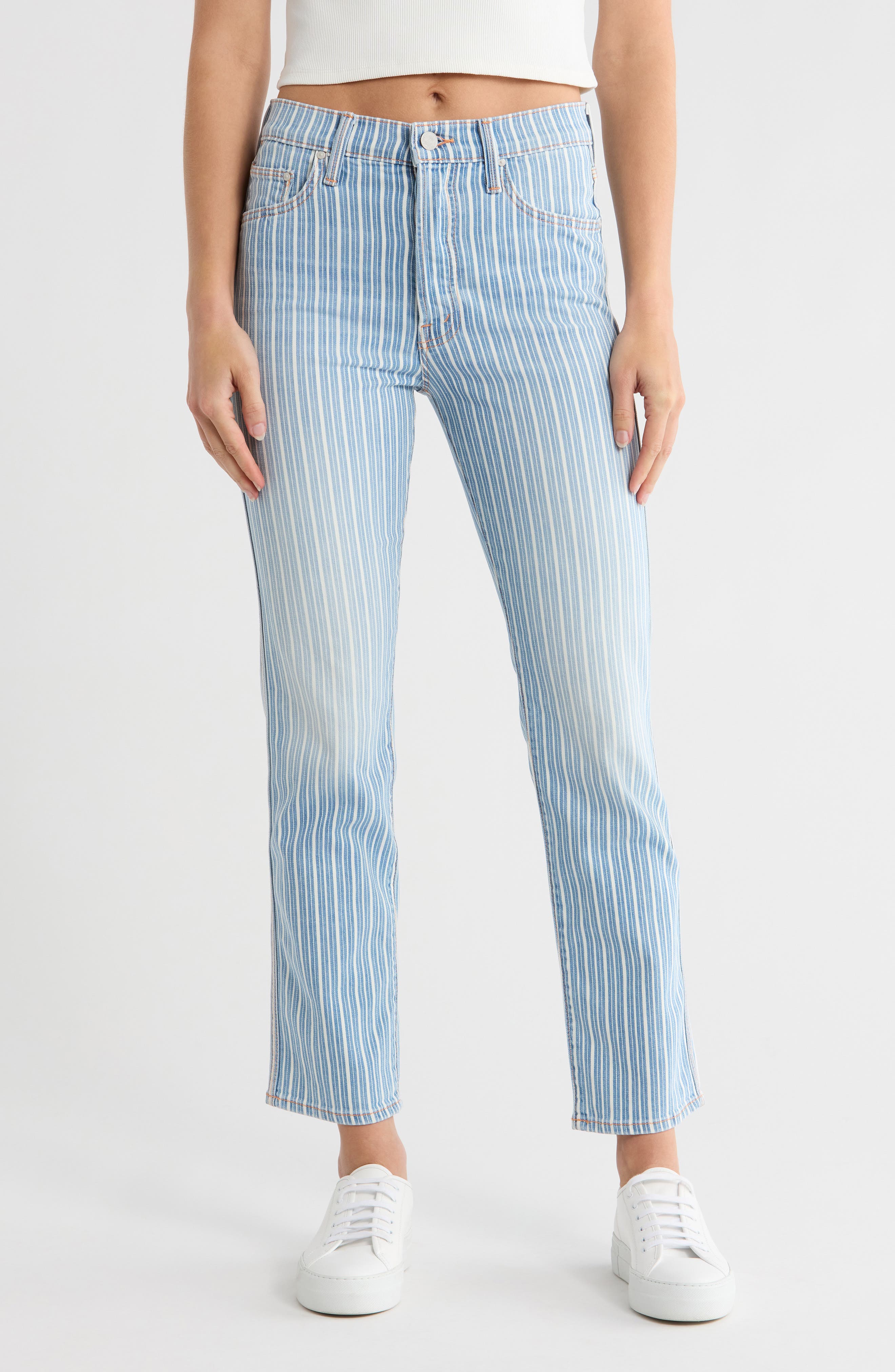 MOTHER The Triple Tomcat Stripe Ankle Straight Jeans