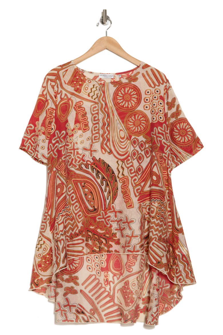 High-Low Paisley Tunic, Alternate, color, RED