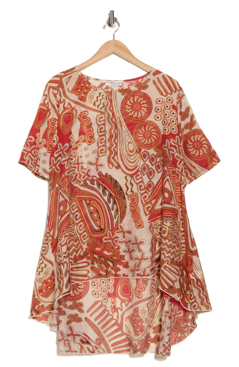 PATRIZIA LUCA High-Low Paisley Tunic, Alternate, color, Red