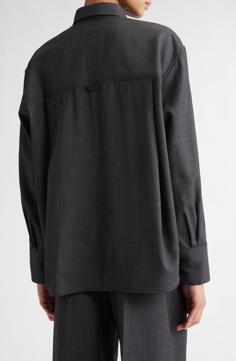 Maria McManus Glen Plaid Stretch Wool Button-Up Shirt, Alternate, color,