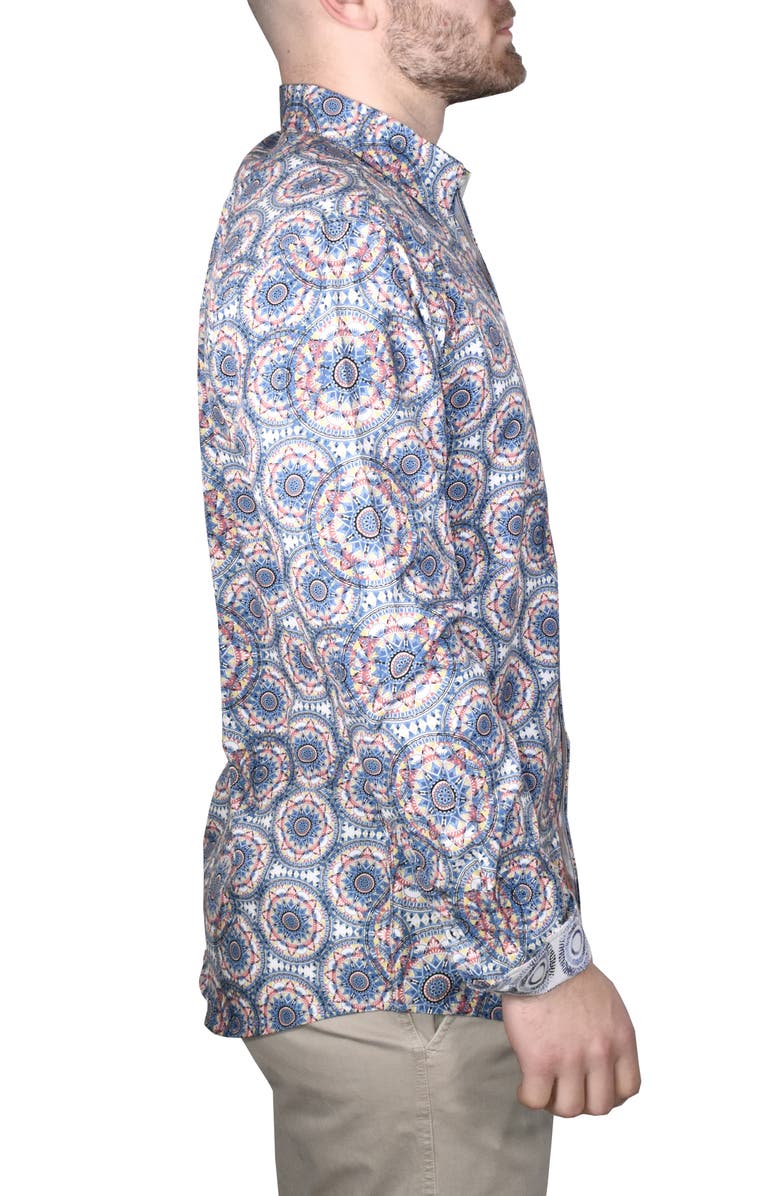 Vintage 1946 Modern Fit Mandala Print Stretch Button-Up Shirt, Alternate, color, 