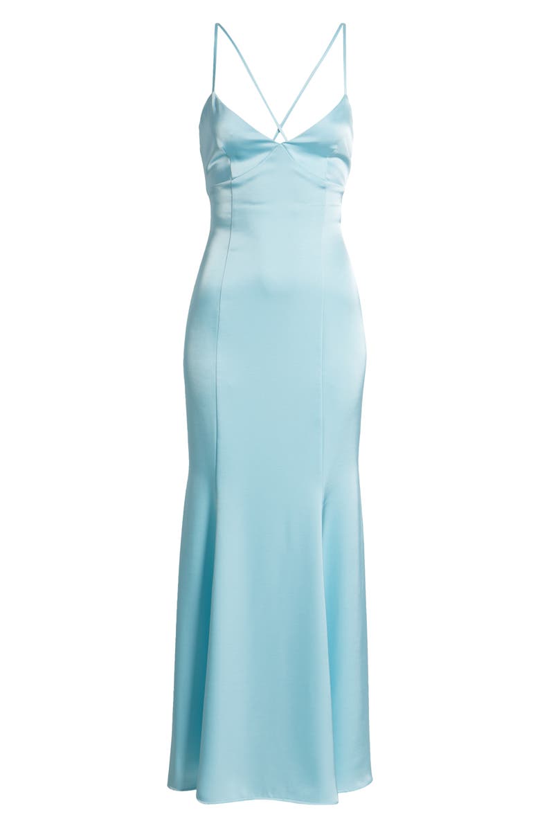 BP. Tie Back Satin Gown, Alternate, color, Blue Aqua