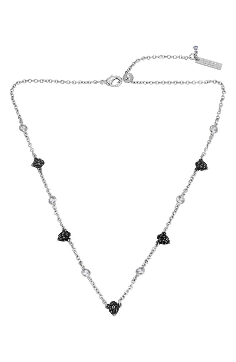Kurt Geiger London Crystal & Eagle's Head Station Chain Necklace, Main, color, Crystal