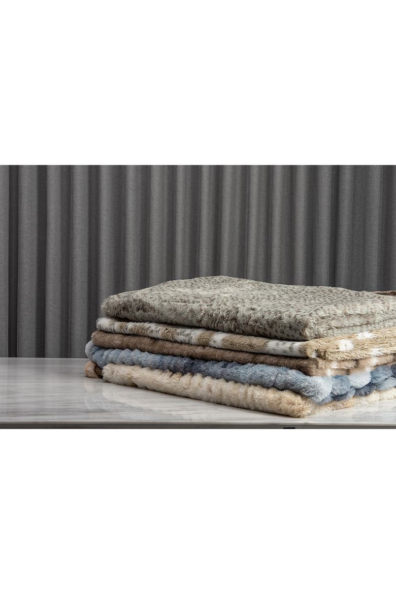 Faux Fur Throw - 50" x 60" - Snow Leopard, Alternate, color, SNOW LEOPARD