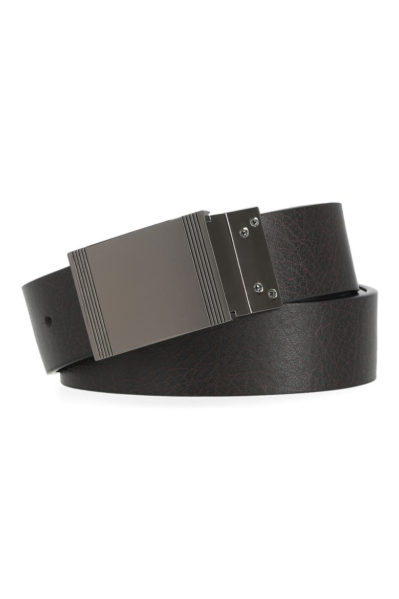 Plaque Reversible Leather Belt, Alternate, color, BLACK/ BROWN