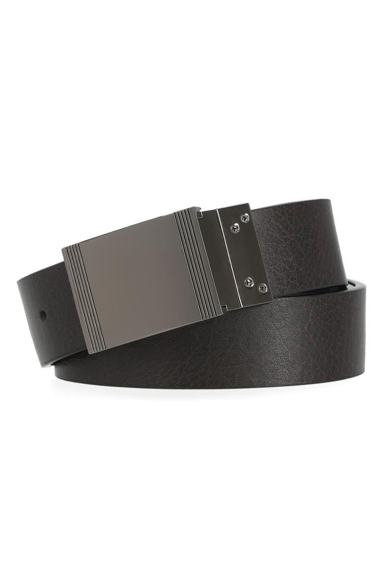 Steve Madden Plaque Reversible Leather Belt, Alternate, color, Black/ Brown