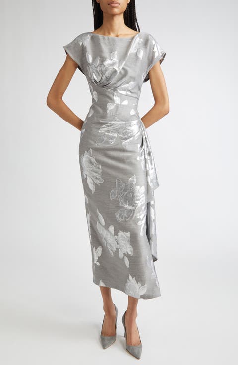 Florence Metallic Jacquard Sheath Dress