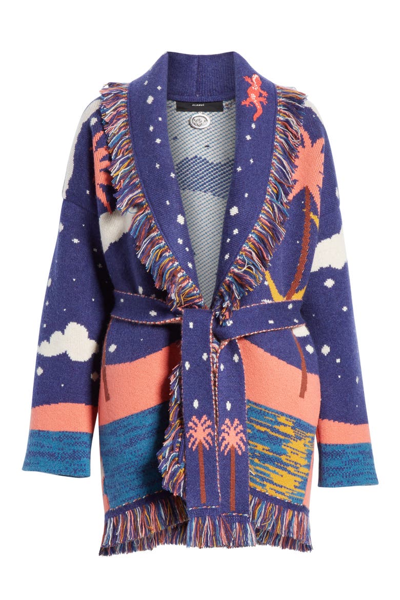 Ocean View Window Oversize Cashmere Cardigan, Alternate, color, OCEAN BLUE