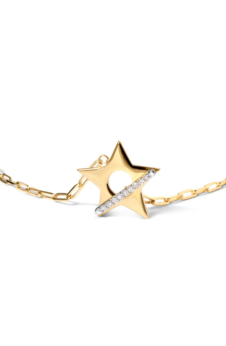 Haus of Brilliance 18K Yellow Gold Plated Sterling Silver Diamond Accent Star Charm Paperclip Chain Bracelet, Alternate, color, Yellow Gold Over Silver