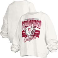 PRESSBOX Women's Pressbox White Stanford Cardinal Oversized Janice Retro Waist-Length Pullover Sweatshirt