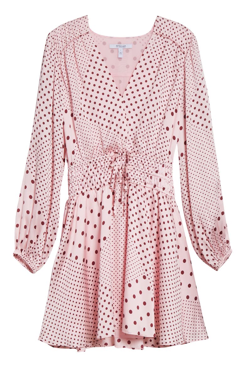 Calanthe Print Long Sleeve Satin Dress, Alternate, color, PINK QUARTZ/ BORDEAUX