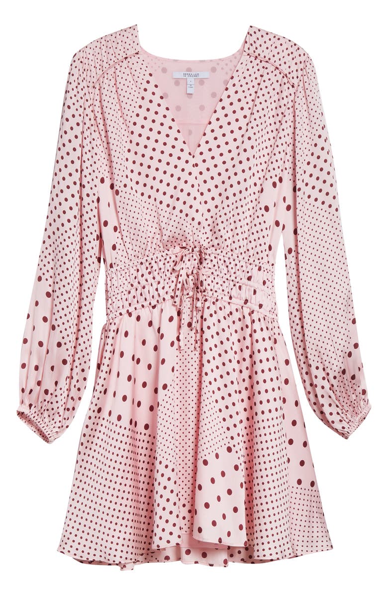 Derek Lam 10 Crosby Calanthe Print Long Sleeve Satin Dress, Alternate, color, Pink Quartz/ Bordeaux