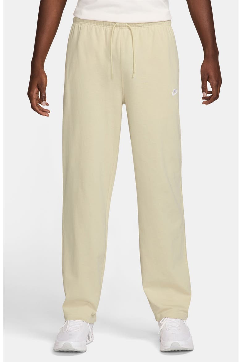 Club Fleece Open Hem Pants, Main, color, LIGHT KHAKI/ WHITE