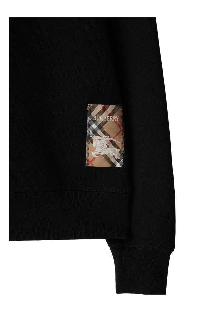 Burberry Check Label Cotton Sweatshirt, Alternate, color, Black