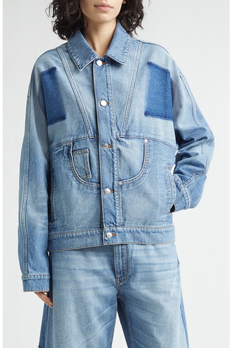 Deconstructed Denim Jacket, Main, color, MID BLUE