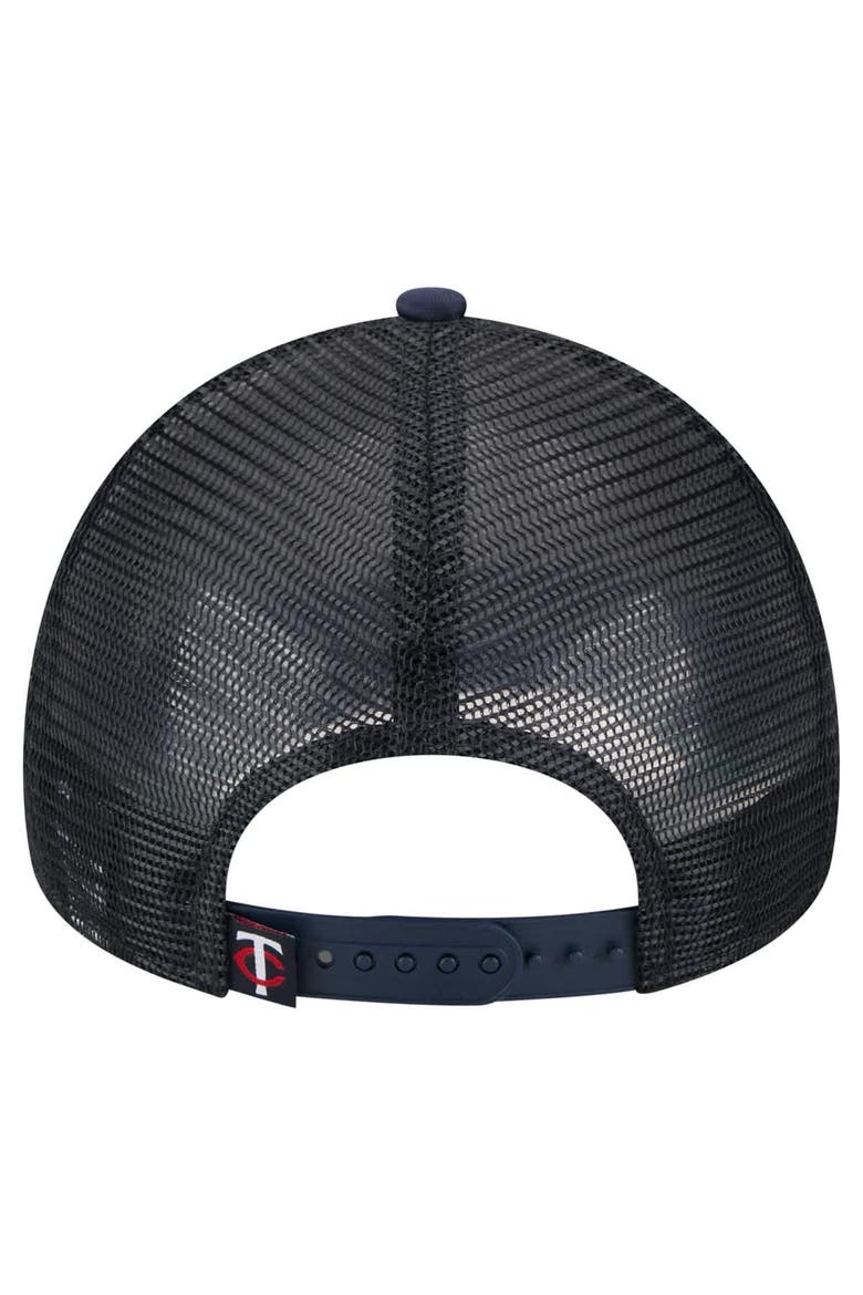 Men's New Era White/Navy Minnesota Twins Distressed 9FORTY A-Frame Adjustable Trucker Hat, Alternate, color, White