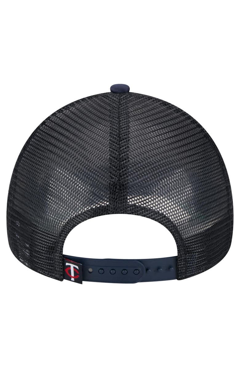 New Era Men's New Era White/Navy Minnesota Twins Distressed 9FORTY A-Frame Adjustable Trucker Hat, Alternate, color, White