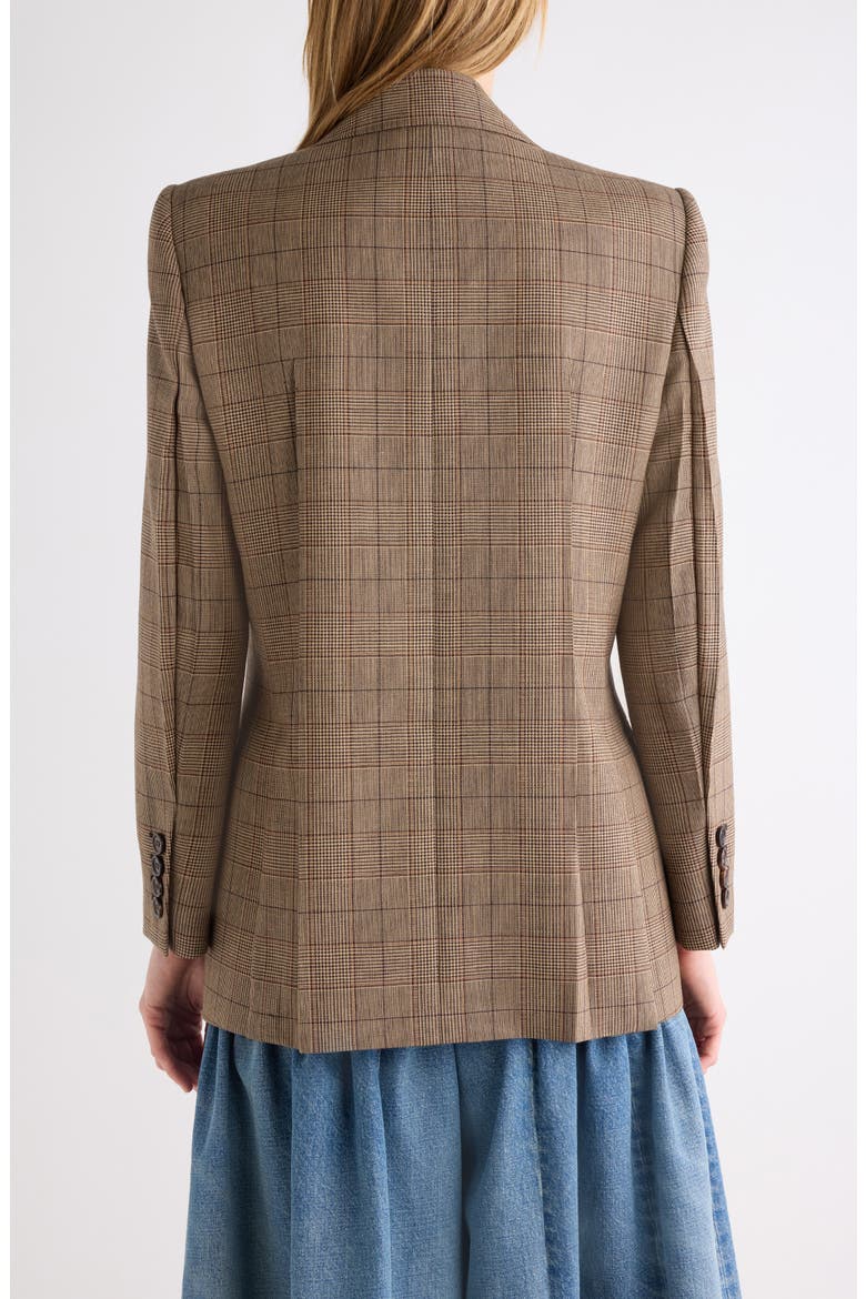 Check Double Breasted Wool Blazer, Alternate, color, BROWN/ BEIGE