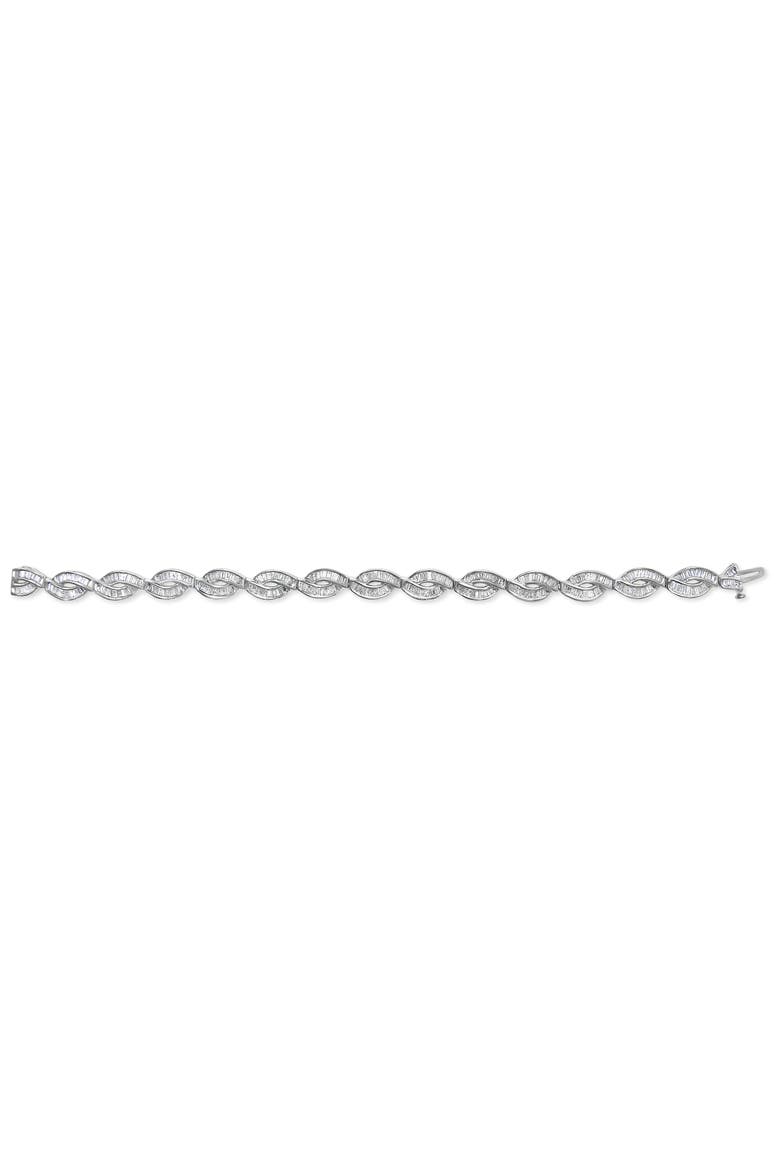 14K White Gold 2.00 Cttw Channel Set Baguette Diamond Vintage Style Link Bracelet, Alternate, color, White