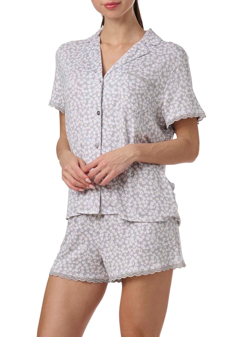 Notch Collar Short Pajamas, Alternate, color, DAISY POP TOSS