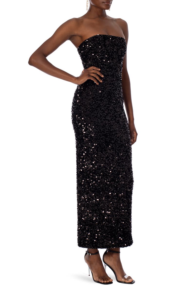 HELSI Leslie Sequin Strapless Gown, Alternate, color, Black