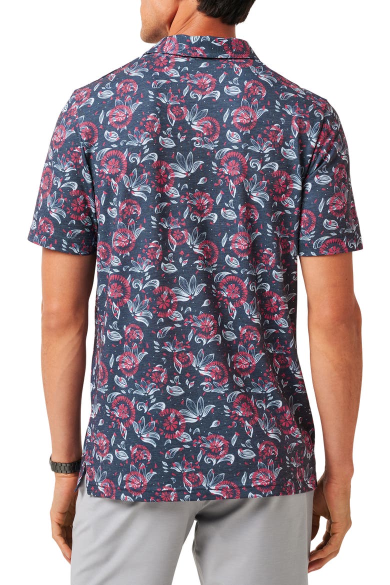 Featherweight Flourish Floral Print Piqué Polo, Alternate, color, MOOD INDIGO/ VINTAGE INDIGO