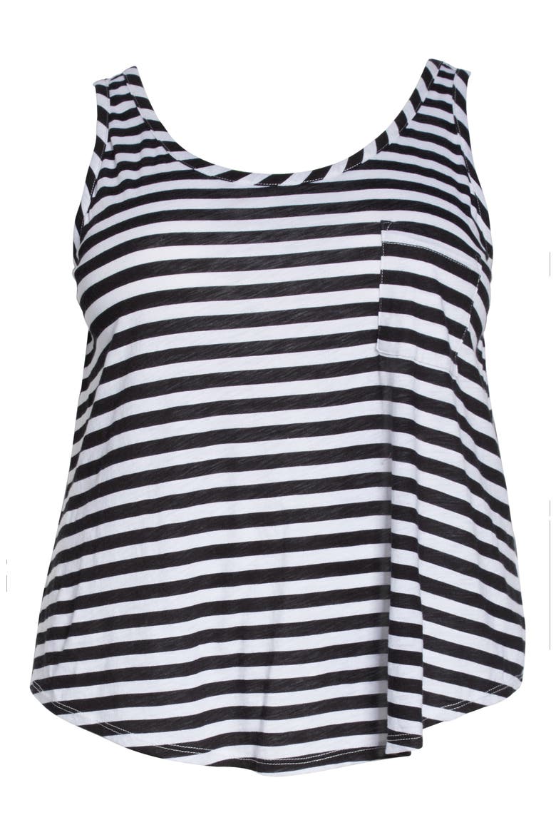 Gibson x Hi Sugarplum! Summerland Scoop Neck Pocket Tank Top (Nordstrom Exclusive), Alternate, color, BLACK/ WHITE STRIPE