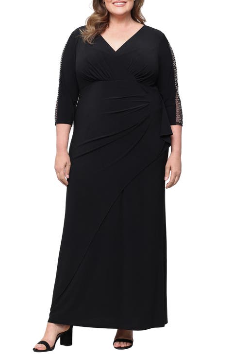 Beaded Sleeve Empire Waist Gown