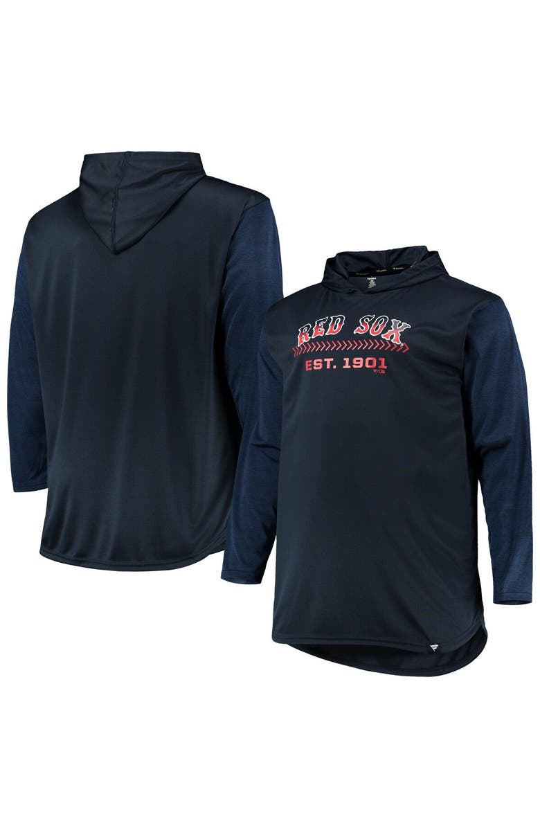 PROFILE Men's Navy/Heathered Navy Boston Red Sox Big & Tall Wordmark Club Pullover Hoodie, Main, color, 
