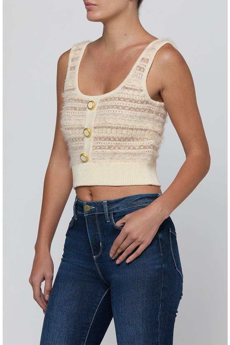 Galene Mixed Stitch Crop Sweater Tank, Alternate, color, ECRU/ NATURAL MULTI