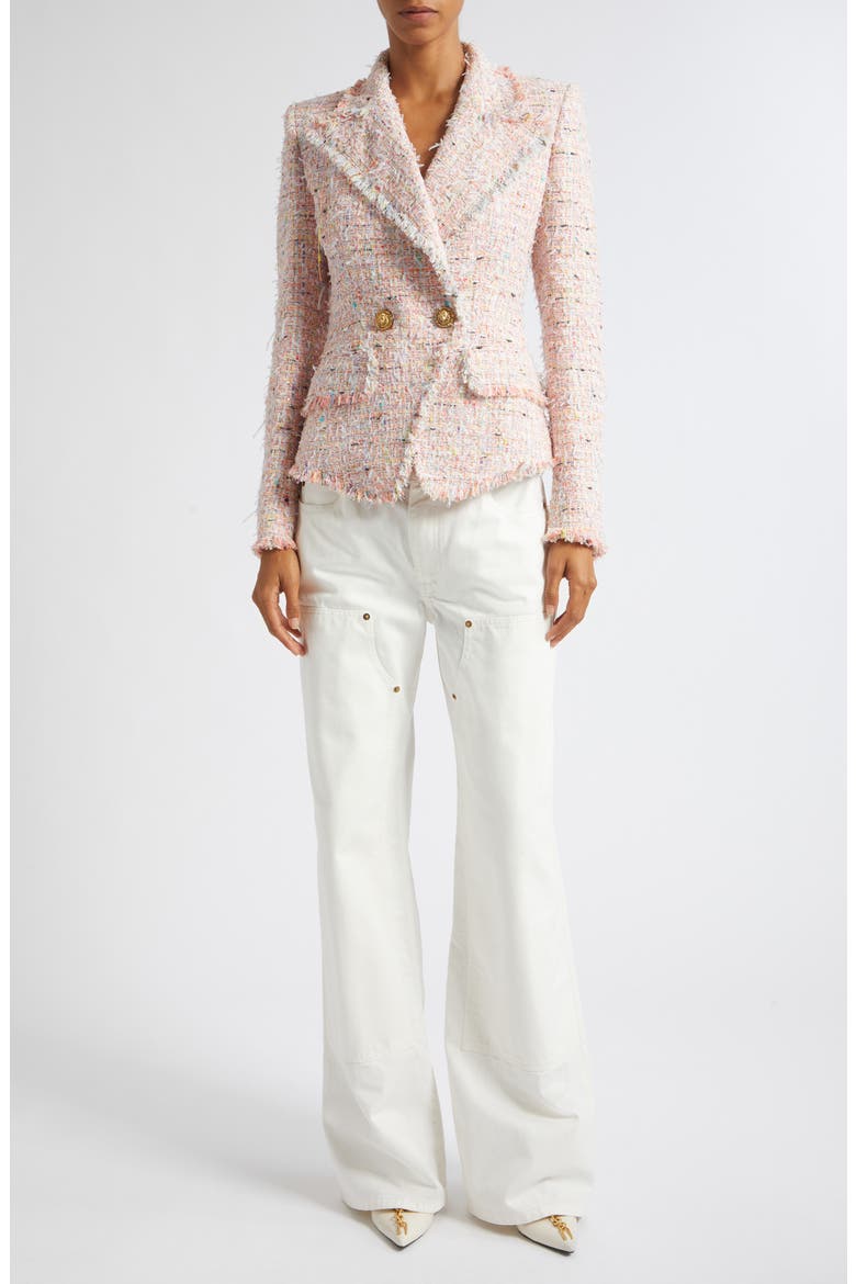 Double Breasted Tweed Jacket, Alternate, color, PINK MULTI