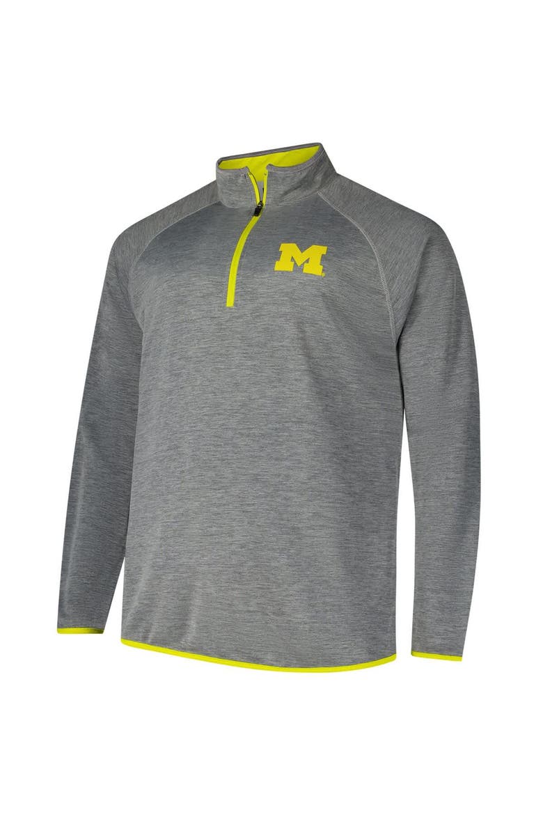 Men's Fanatics Charcoal Michigan Wolverines Raglan Big &Tall Quarter-Zip Top, Alternate, color, Charcoal