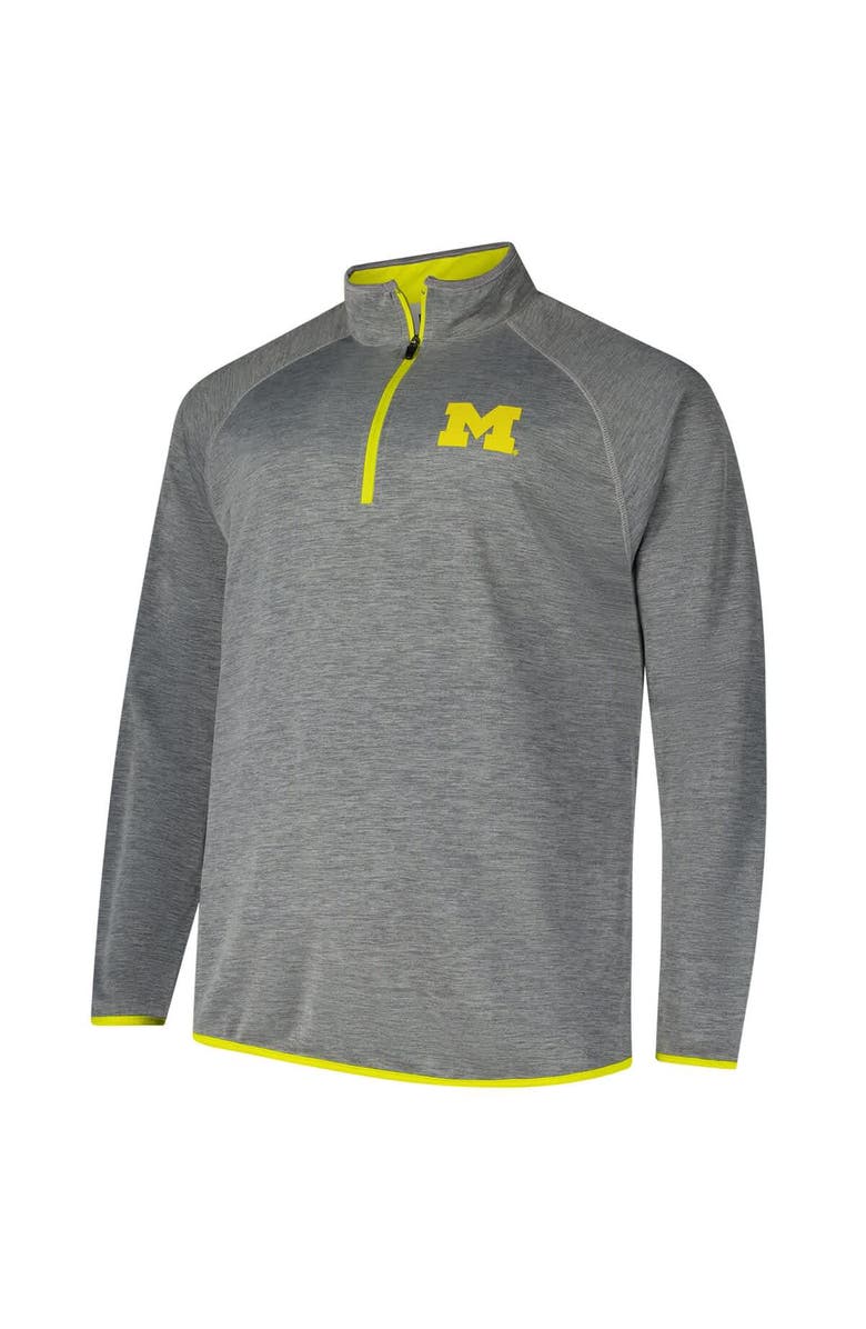 Champion Men's Fanatics Charcoal Michigan Wolverines Raglan Big &Tall Quarter-Zip Top, Alternate, color, Charcoal