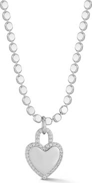 GLAZE JEWELRY Pavé Cubic Zirconia Heart Lock Pendant Necklace