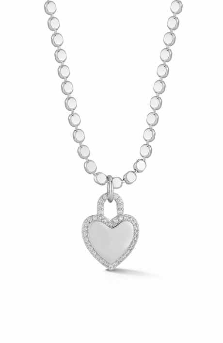 GLAZE JEWELRY Pavé Cubic Zirconia Heart Lock Pendant Necklace