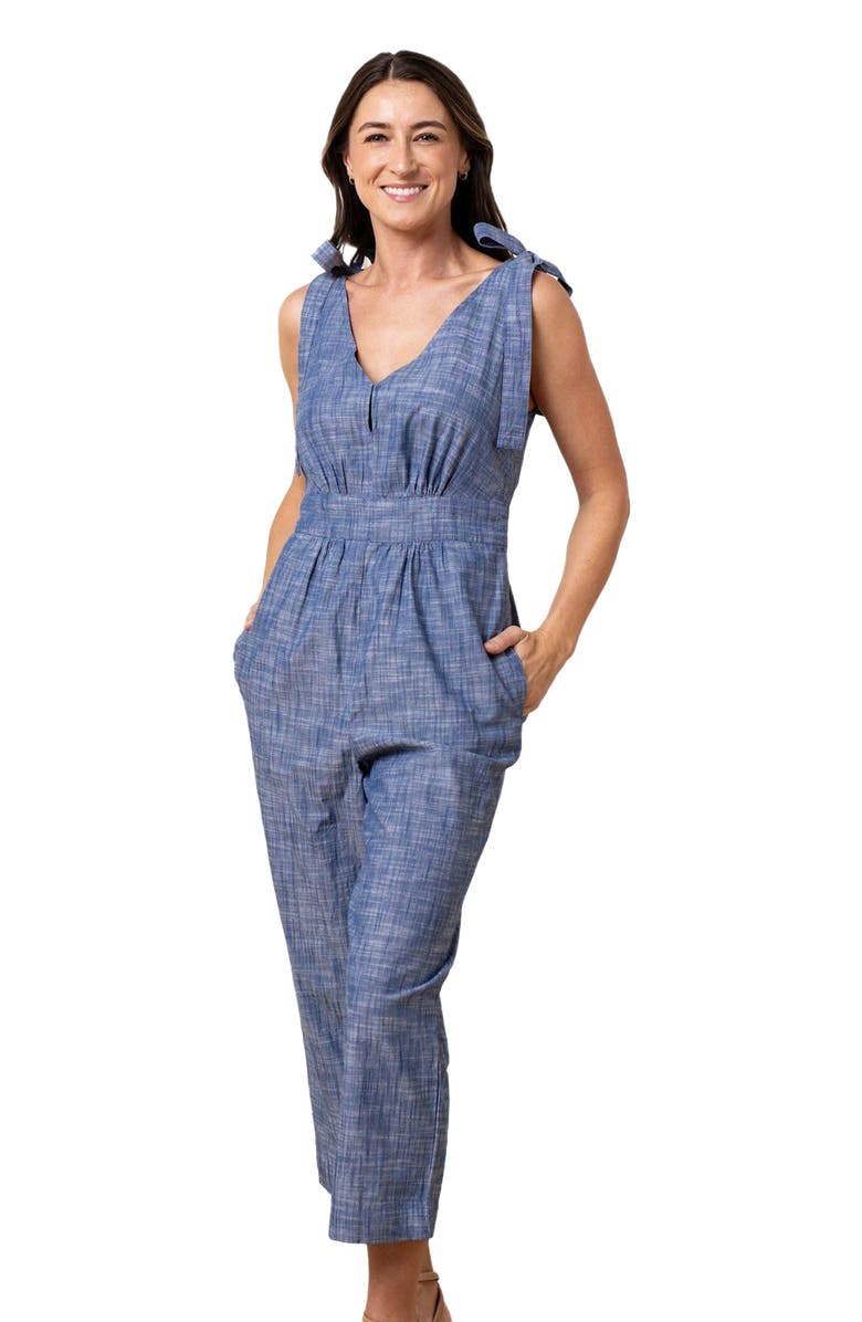 Hope & Henry Women's Organic Bow Shoulder Jumpsuit, Main, color, 