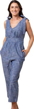 Hope & Henry Women's Organic Bow Shoulder Jumpsuit