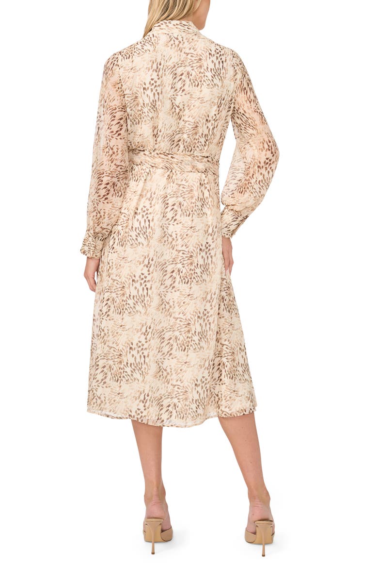 Long Sleeve Chiffon Midi Shirtdress, Alternate, color, AFTERGLOW