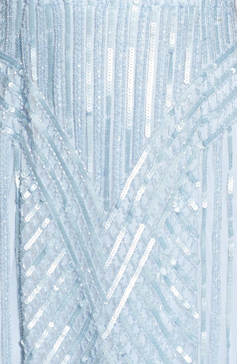 Adrianna Papell Beaded Mesh V-Neck Trumpet Gown, Alternate, color,