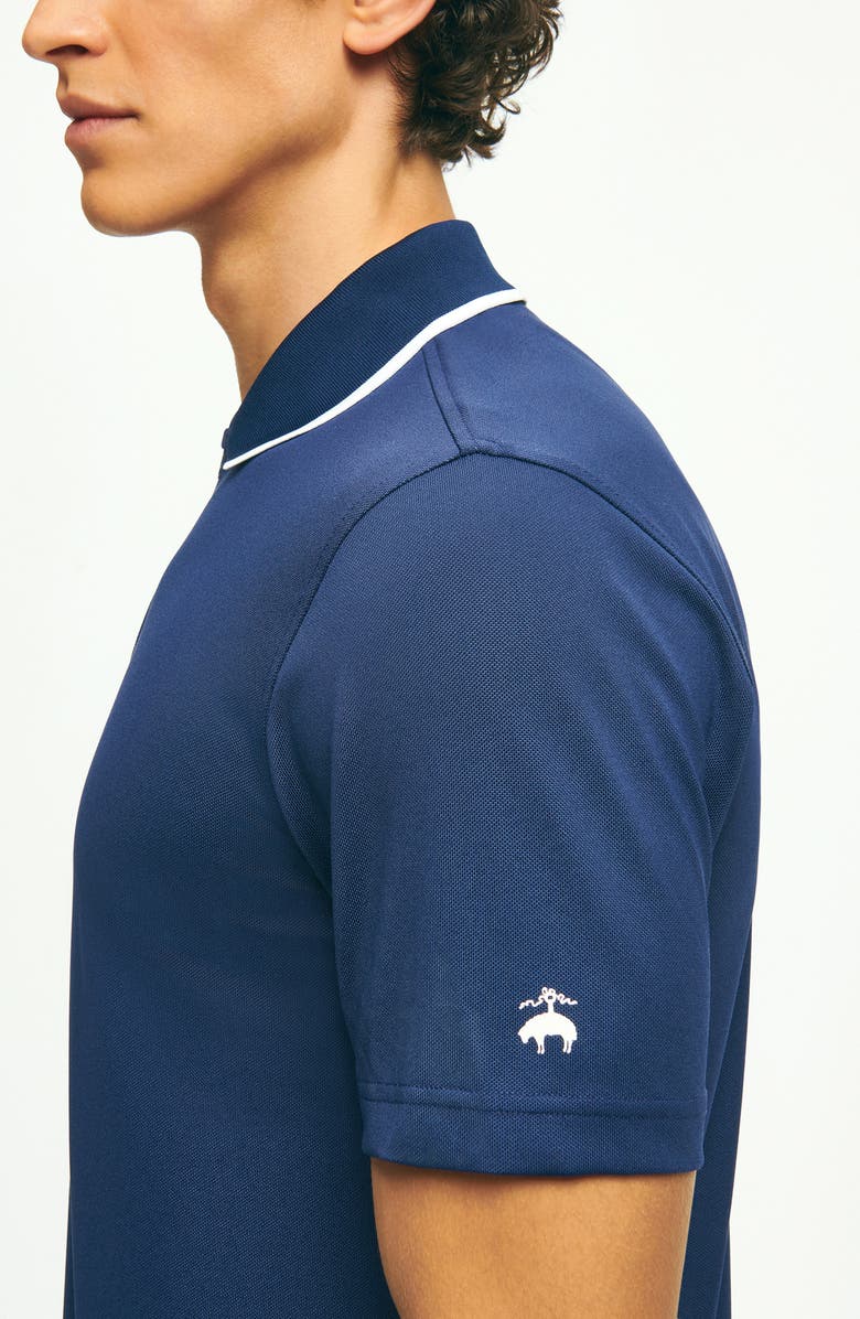 Brooks Brothers Solid Tipped Quarter Zip Performance Golf Polo, Alternate, color, 