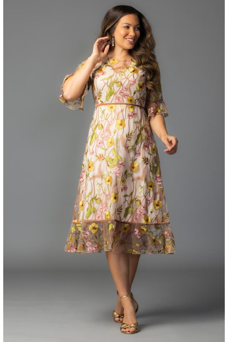 Wildflower Embroidered Dress, Alternate, color, Sunkissed Garden
