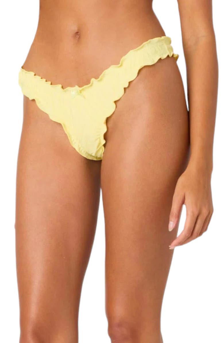 EDIKTED Golden Ruffle Edge Bikini Bottoms, Alternate, color, Yellow