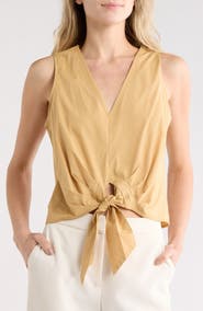 Ramy Brook Svetlana Tie Hem Sleeveless Crop Top