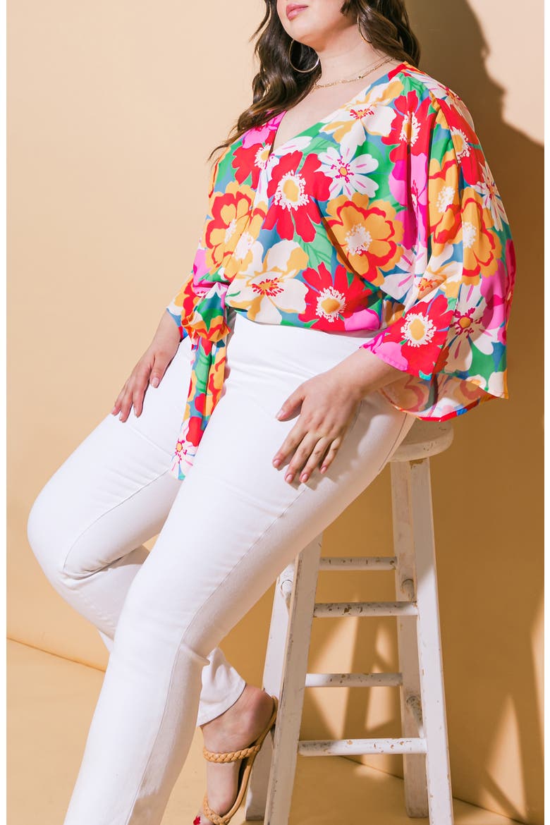 Print Woven Top, Alternate, color, RED BLUE
