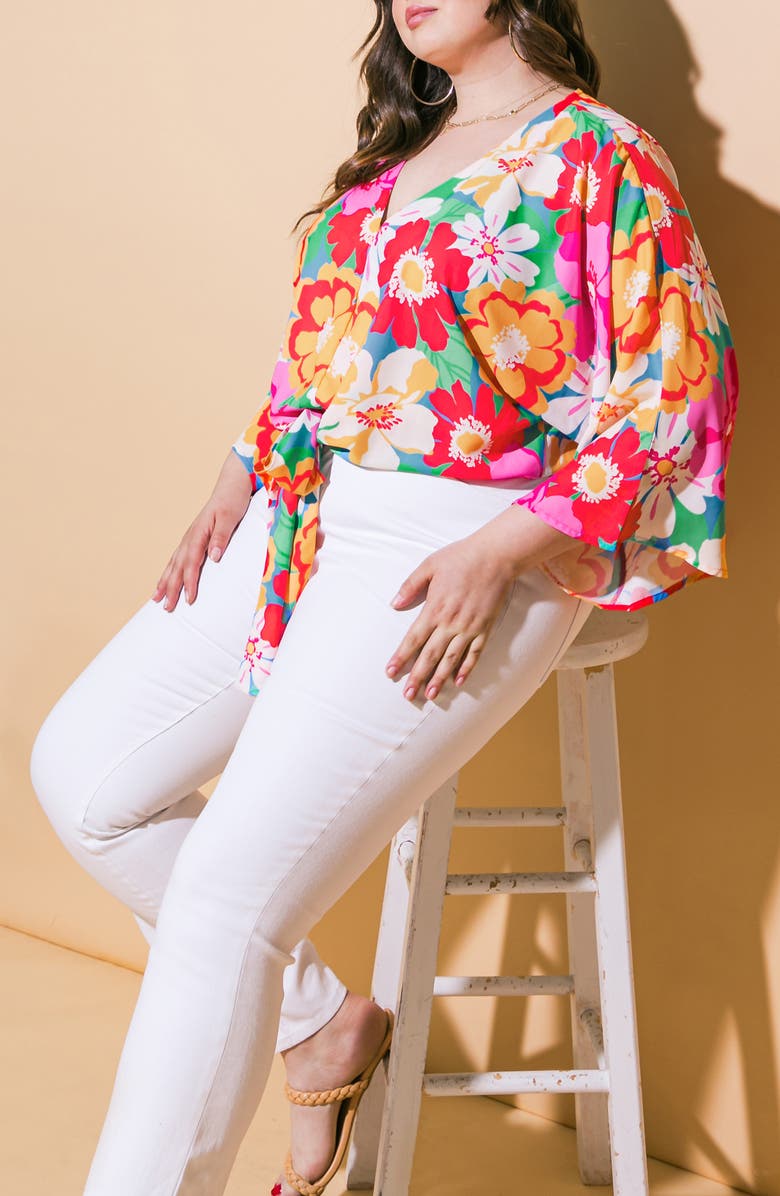 FLYING TOMATO Print Woven Top, Alternate, color, Red Blue