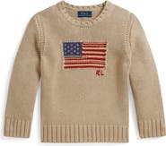 Polo Ralph Lauren Kids' American Flag Cotton Crewneck Sweater