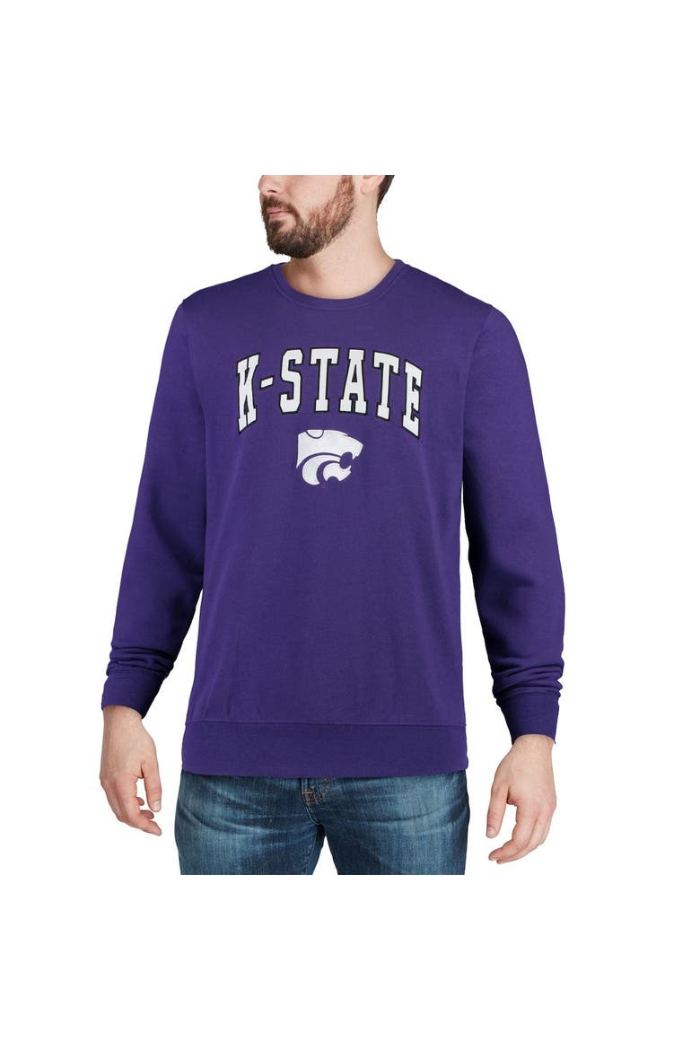 Men's Colosseum Purple Kansas State Wildcats Arch & Logo Crew Neck Sweatshirt, Alternate, color, Purple